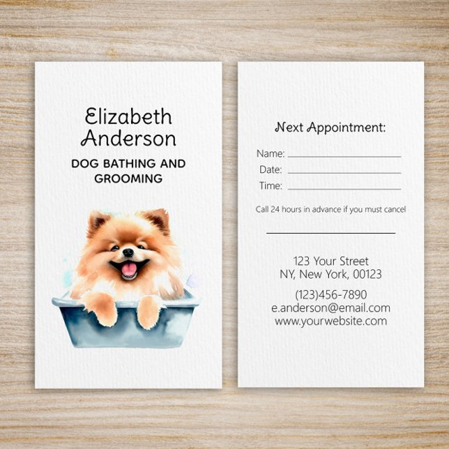 Dog Groomer Pomeranian Appointment Business Card (Creator Uploaded)