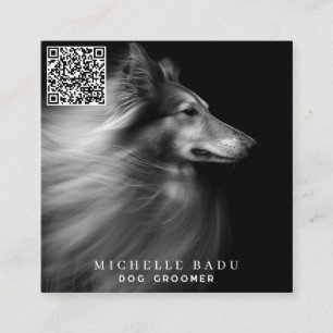 Dog Groomer QR Code Social Media Square Business Card