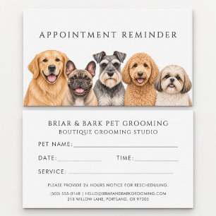 Dog Groomer Reminder Appointment Card
