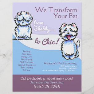 Dog Groomer Shabby Chic Westie Promotional Flyer