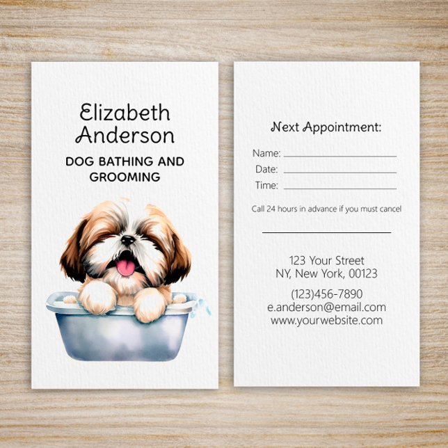 Dog Groomer Shih Tzu Appointment Business Card (Creator Uploaded)