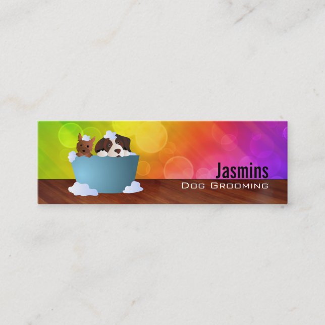 Dog Groomer Skinny Business Cards (Front)
