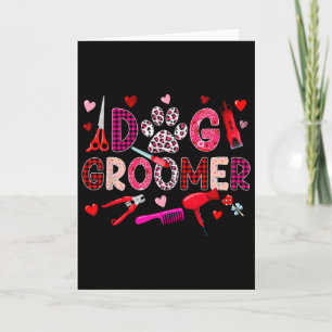 Dog Groomer Tools Valentine's Day Leopard Cute Hea Card