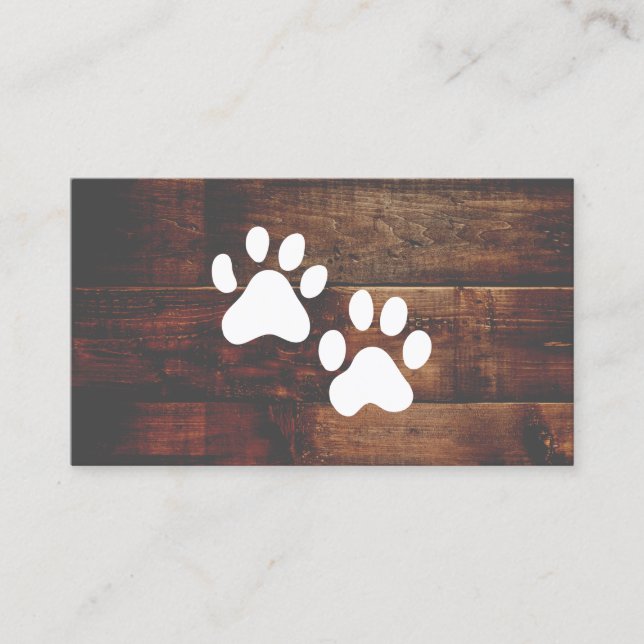 Dog Groomer | Trainer | Paws | Wood Business Card (Front)