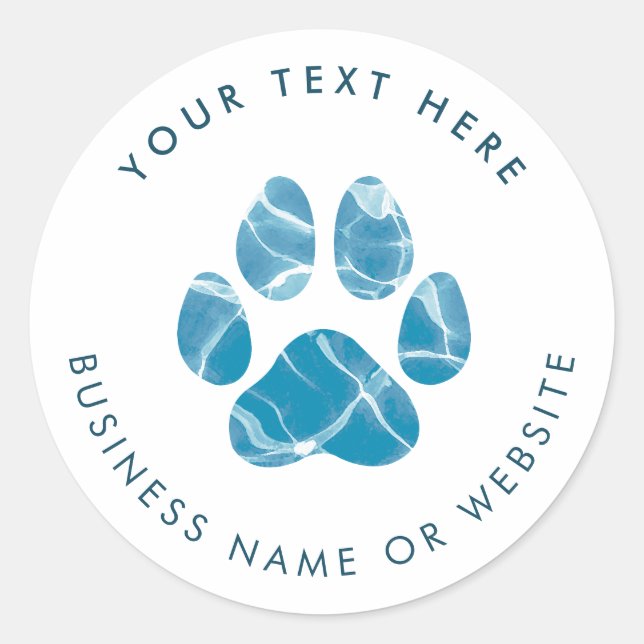 Dog Groomer Wash Water Paws Prints Promotional Classic Round Sticker (Front)