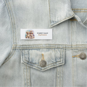 Dog Groomer Watercolor Name Tag
