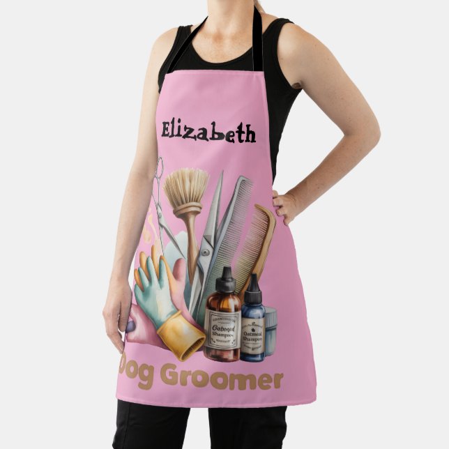 Dog Groomer Watercolor Personalized  Apron (Insitu)
