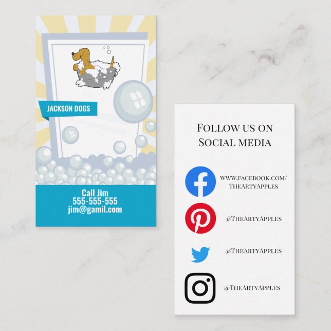 dog groomers dog wash pet services car wash business card (Front/Back)