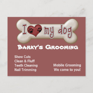 Dog Grooming Advertising Promoting Postcards