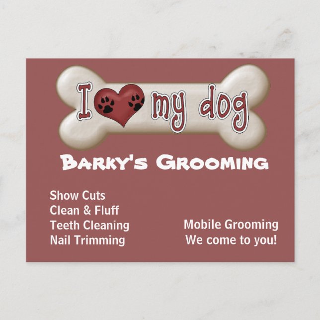 Dog Grooming Advertising Promoting Postcards (Front)