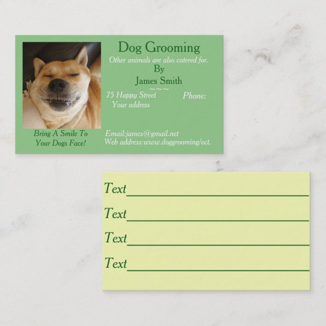 dog Grooming and pet care services appointment (Front/Back)