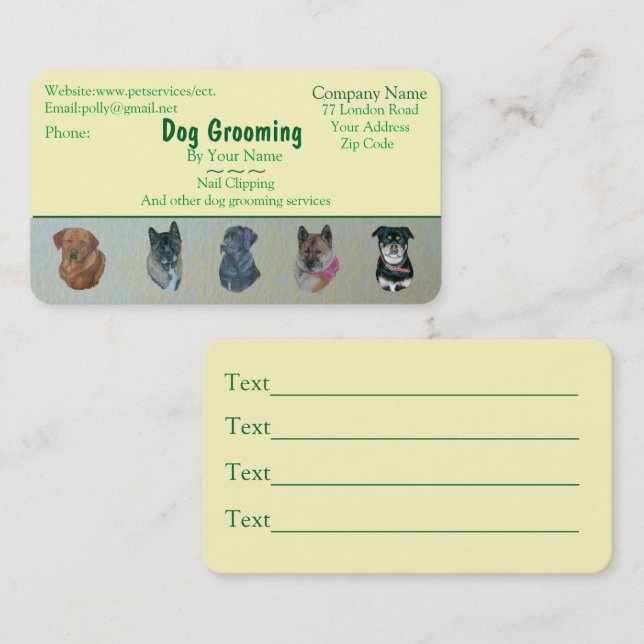 dog Grooming and pet care services appointment (Front/Back)