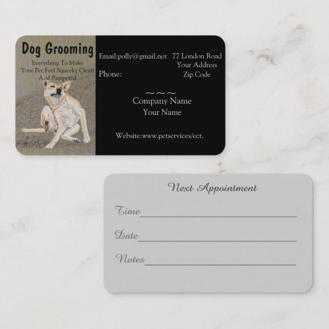 dog Grooming and pet care services appointment Card (Front/Back)