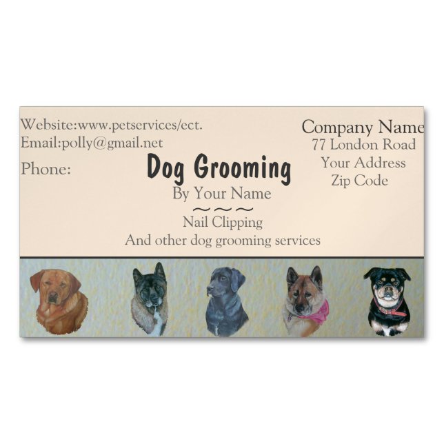 dog Grooming and pet care services appointment Magnetic Business Card (Front)