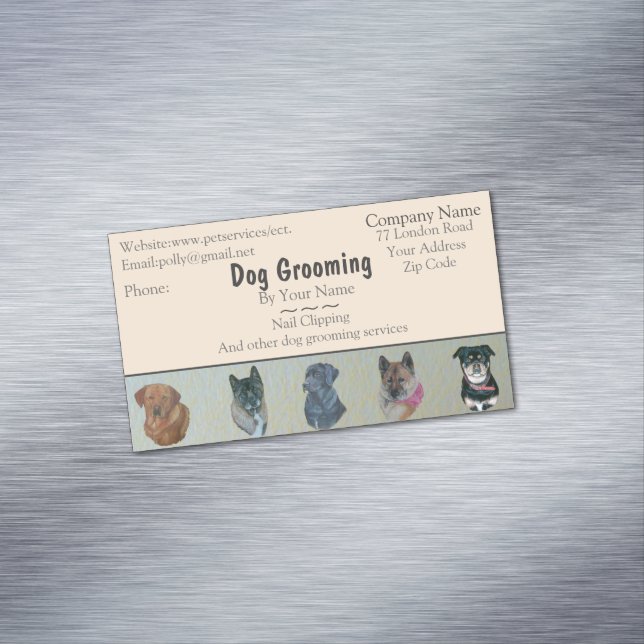 dog Grooming and pet care services appointment Magnetic Business Card (In Situ)