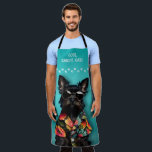 Dog Grooming Apron<br><div class="desc">A cute black miniature schnauzer on bright turquoise accented with paw prints,  this dog grooming apron is fun for your business and employees.</div>