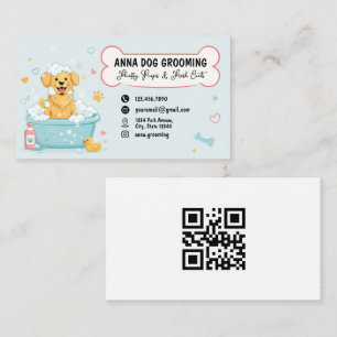 Dog grooming Boutique Pet Cute Puppy script Business Card