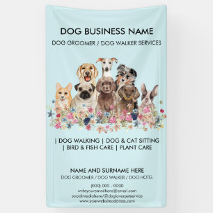 Dog grooming boutique pet sitter blue business banner