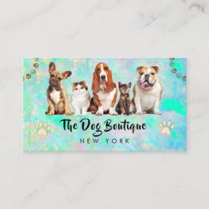 Dog grooming boutique pet sitter cute puppy script business card