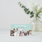 Dog grooming boutique pet sitter cute puppy script business card (Standing Front)
