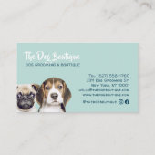 Dog grooming boutique pet sitter cute puppy script business card (Back)
