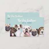 Dog grooming boutique pet sitter cute puppy script business card (Front/Back)