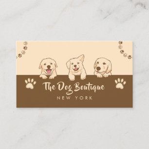 Dog grooming boutique pet sitter cute puppy script business card
