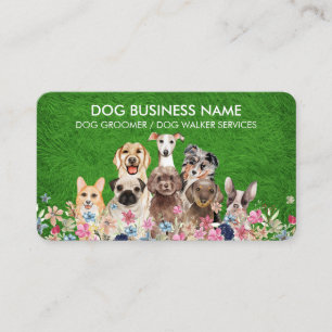 Dog grooming boutique pet sitter puppy grass business card