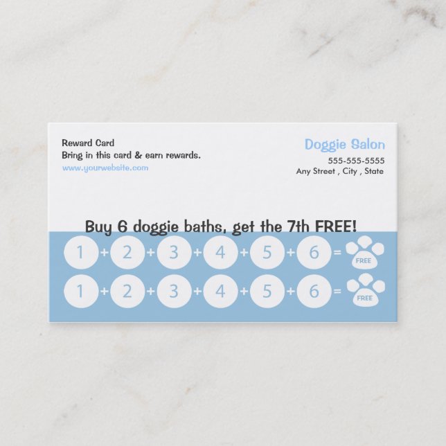 Dog Grooming Business Card Loyalty Card (Front)