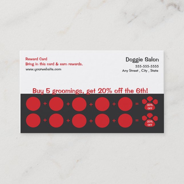 Dog Grooming Business Card Loyalty Card (Front)