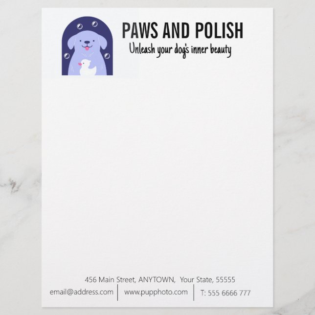 Dog Grooming Business Custom  Custom Letterhead (Front)
