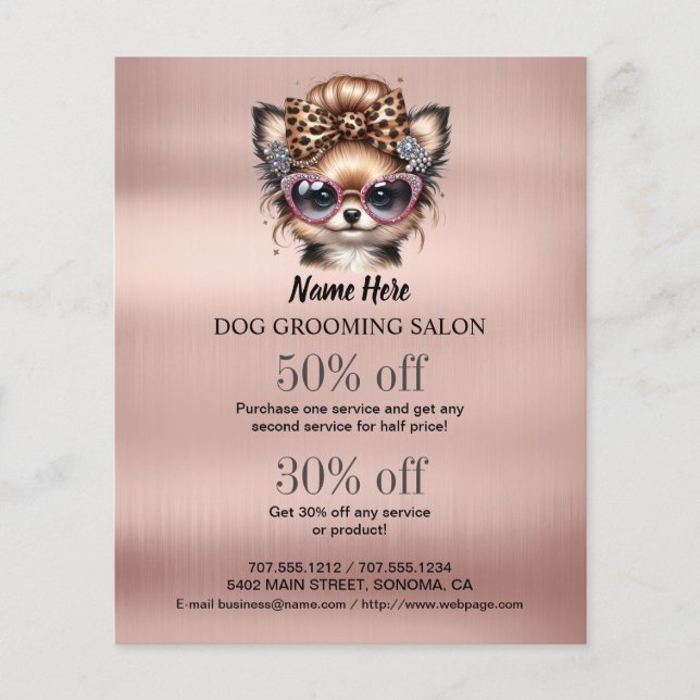 Dog grooming business personalised flyer (Front)