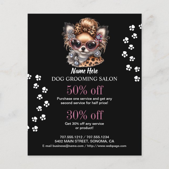 Dog grooming business personalised flyer (Front)