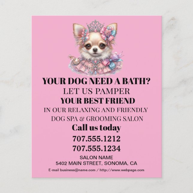Dog grooming business personalised flyer (Front)
