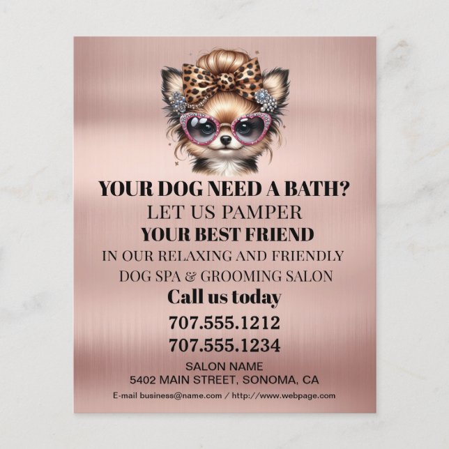 Dog grooming business personalised flyer (Front)