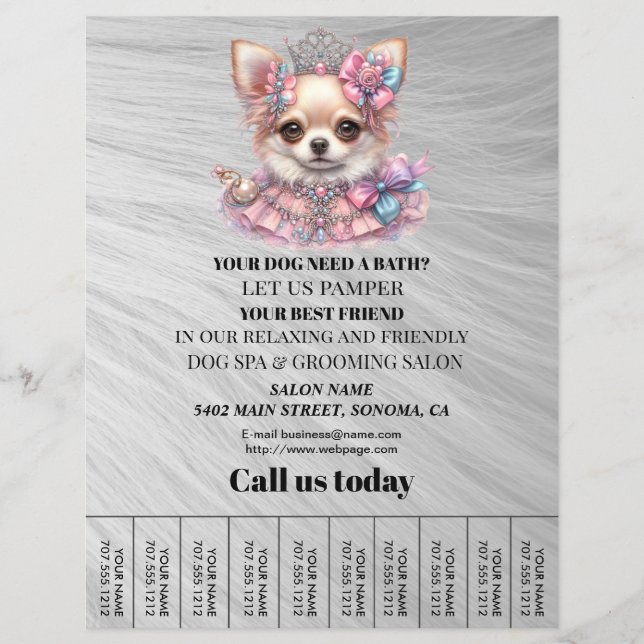 Dog grooming business personalised flyer (Front)