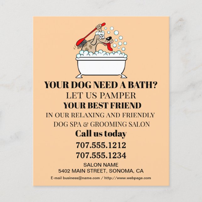 Dog grooming business personalised flyer (Front)