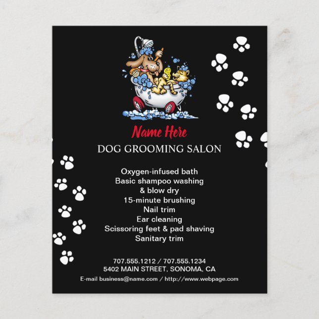 Dog grooming business personalised flyer (Front)