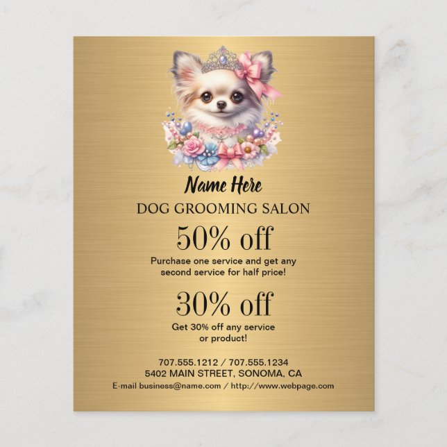 Dog grooming business personalised flyer (Front)