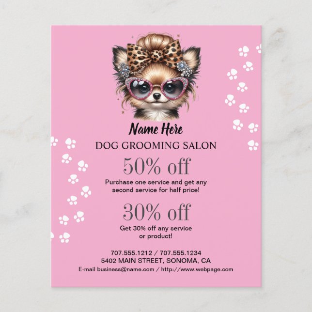 Dog grooming business personalised flyer (Front)