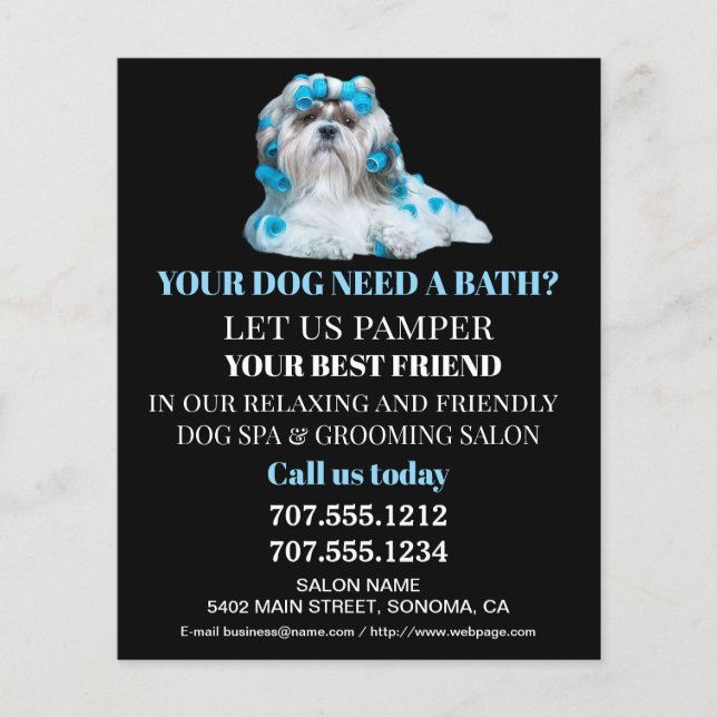 Dog grooming business personalised flyer (Front)