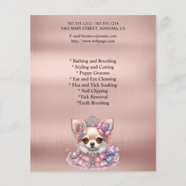 Dog grooming business personalised flyer (Back)