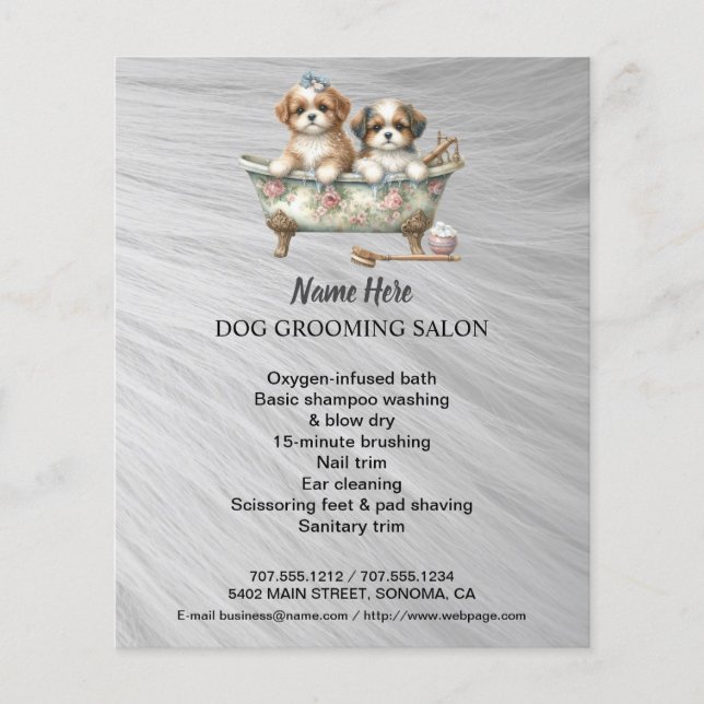 Dog grooming business personalised flyer (Front)