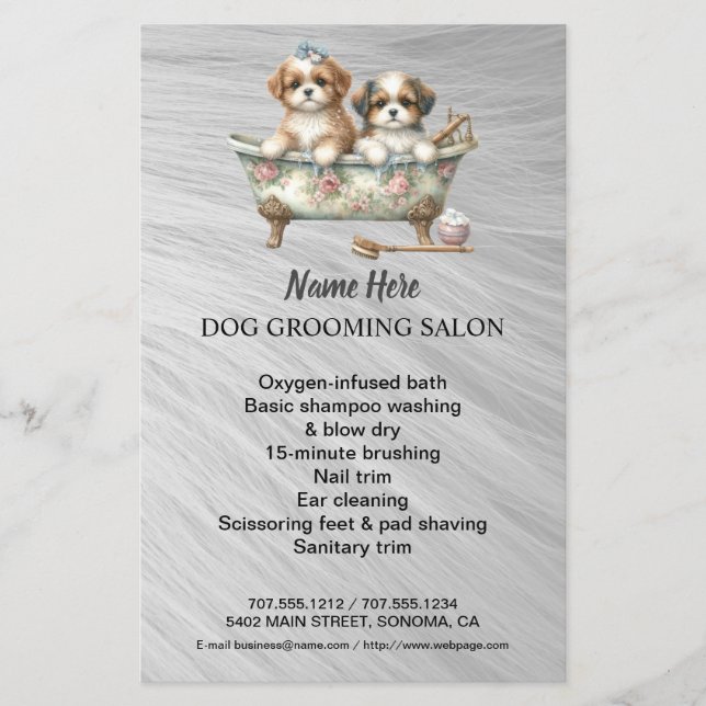Dog grooming business personalised flyer (Front)