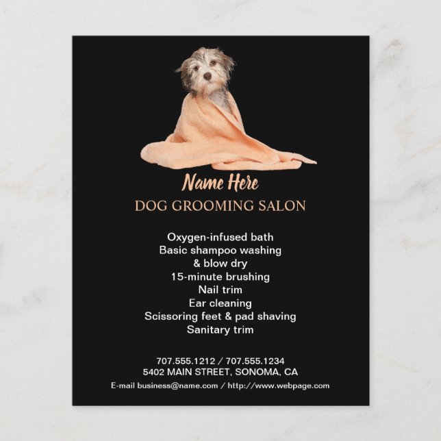Dog grooming business personalised flyer (Front)