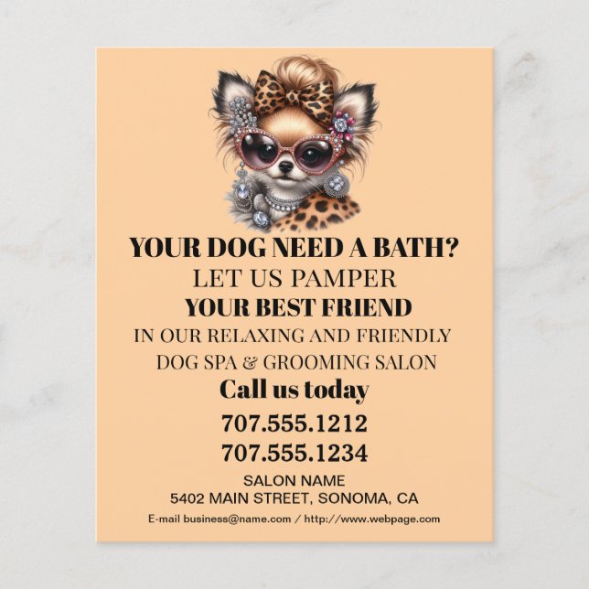 Dog grooming business personalised flyer (Front)