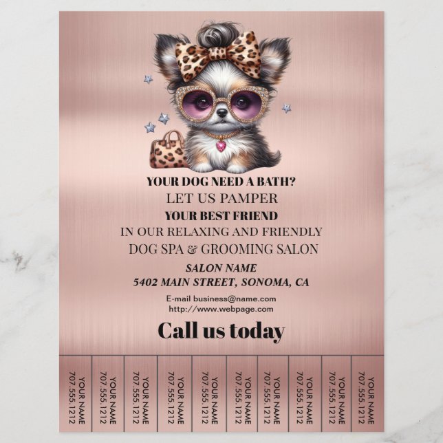 Dog grooming business personalised flyer (Front)