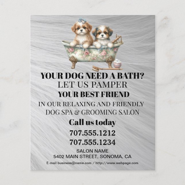 Dog grooming business personalised flyer (Front)