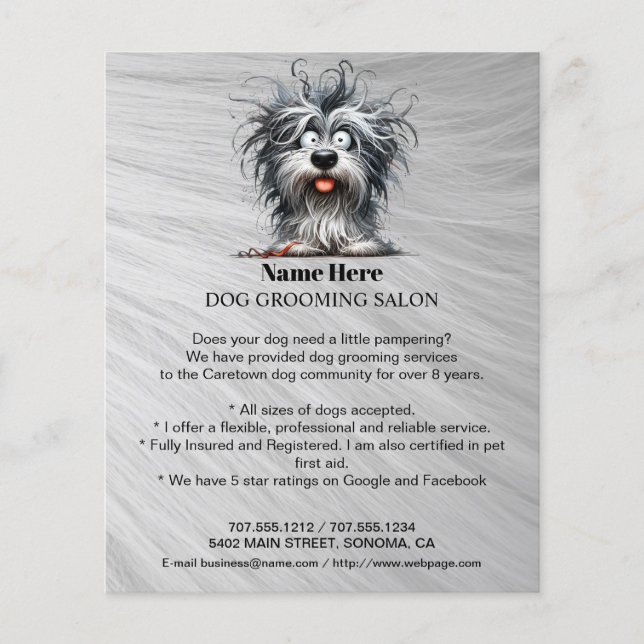 Dog grooming business personalised flyer (Front)