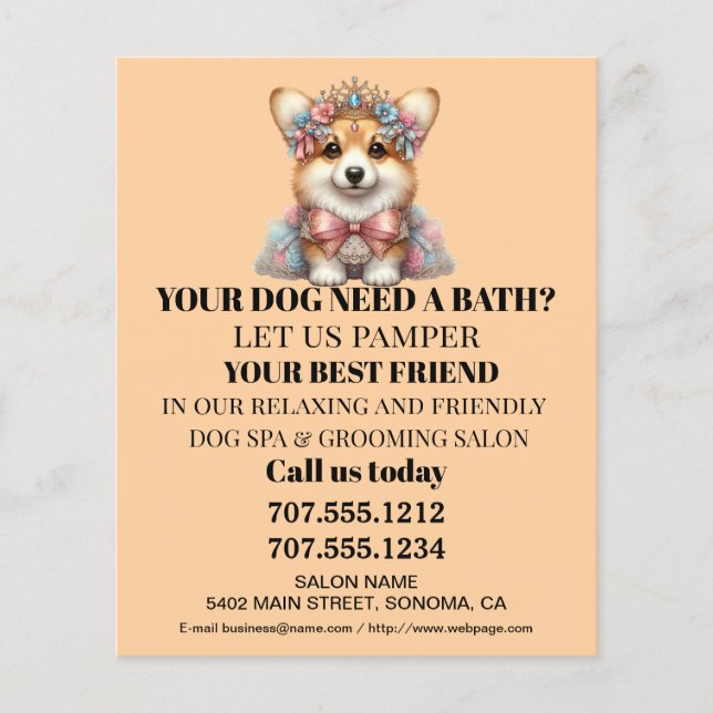 Dog grooming business personalised flyer (Front)
